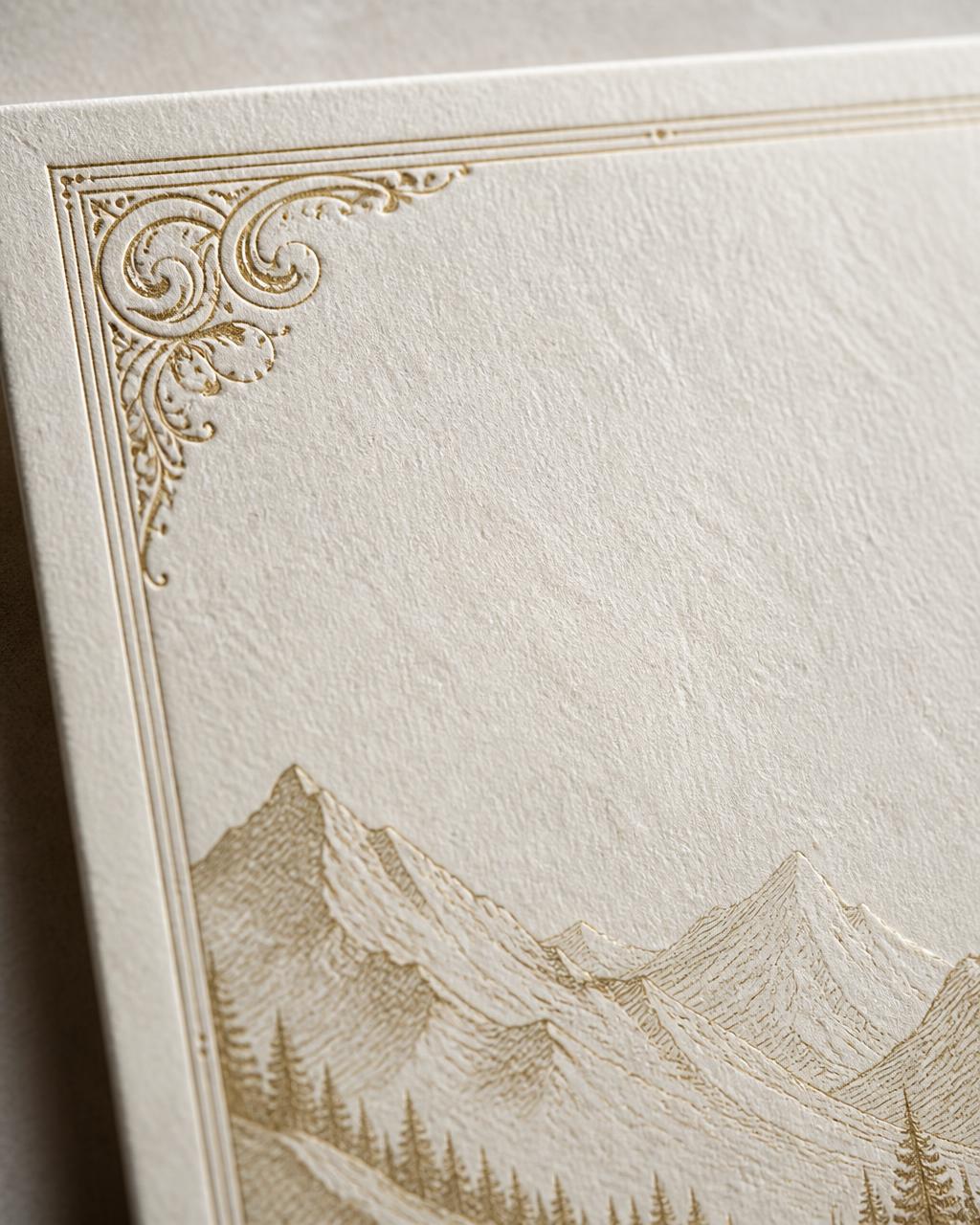 Detalle macro del papel y grabado de la etiqueta